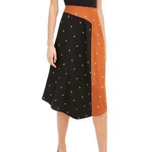 Alfani Black Asymmetrical Twin-Print Skirt